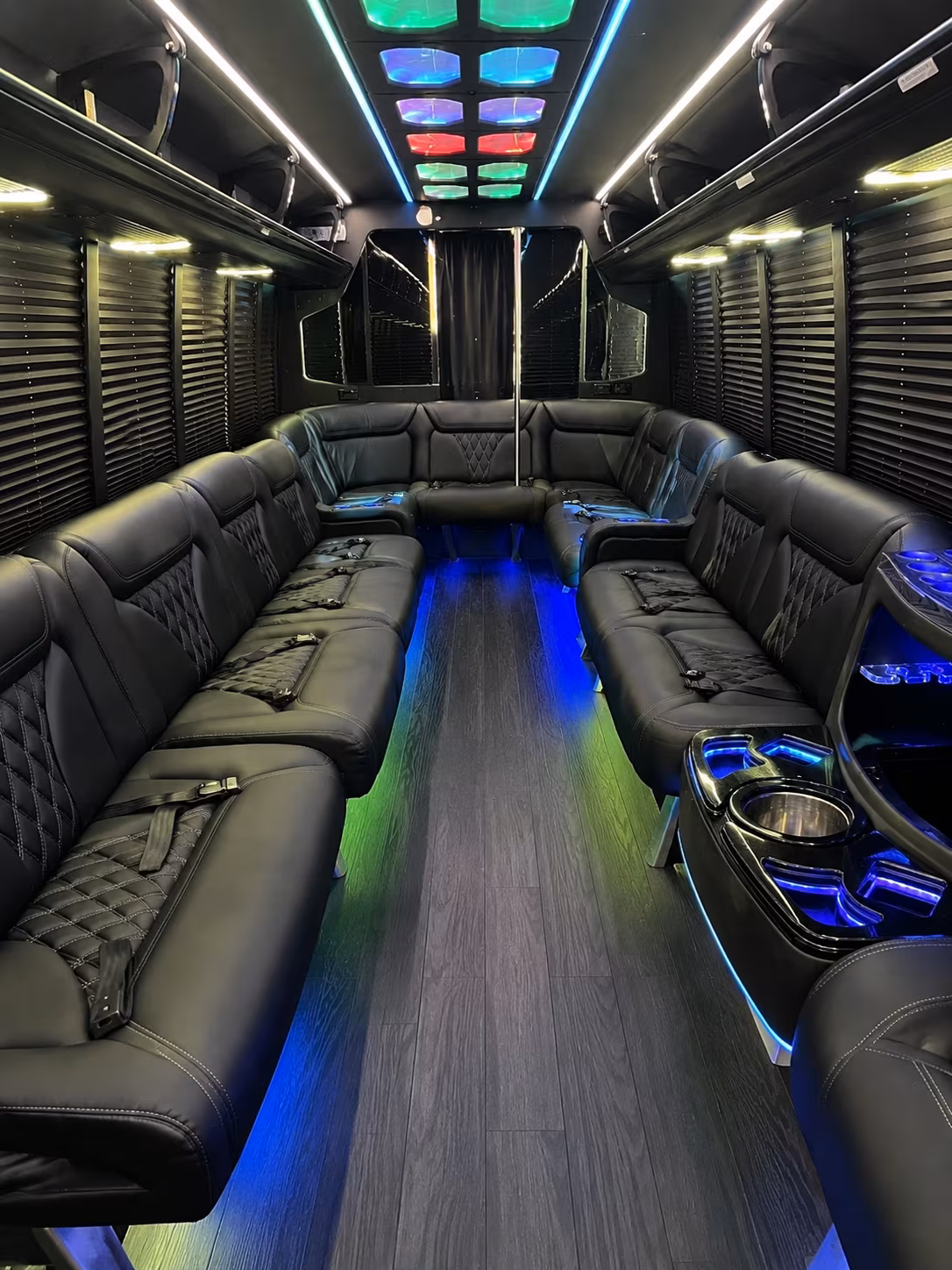sandy 20 passenger party bus interior