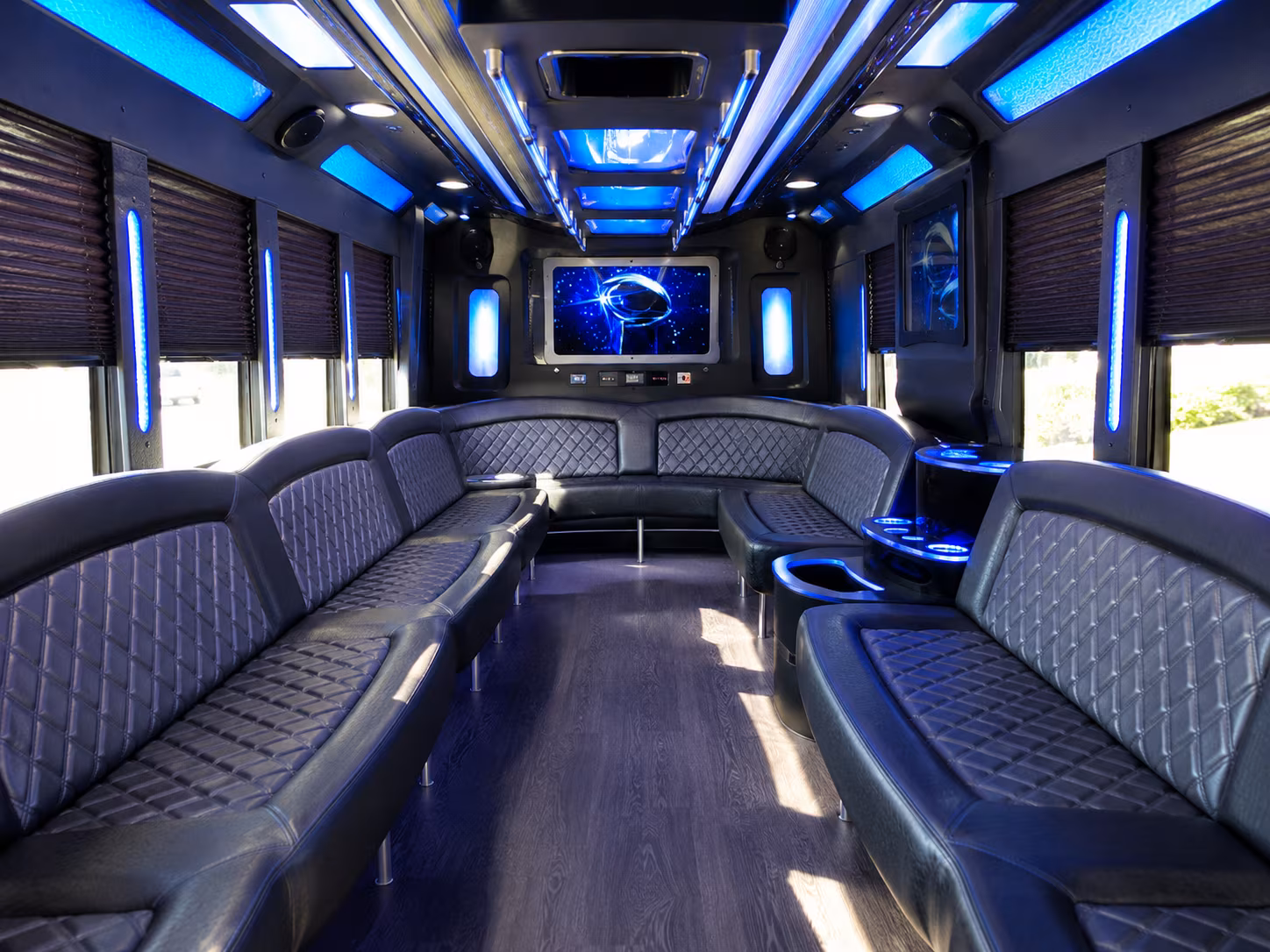 sandy 28 passenger party bus inside