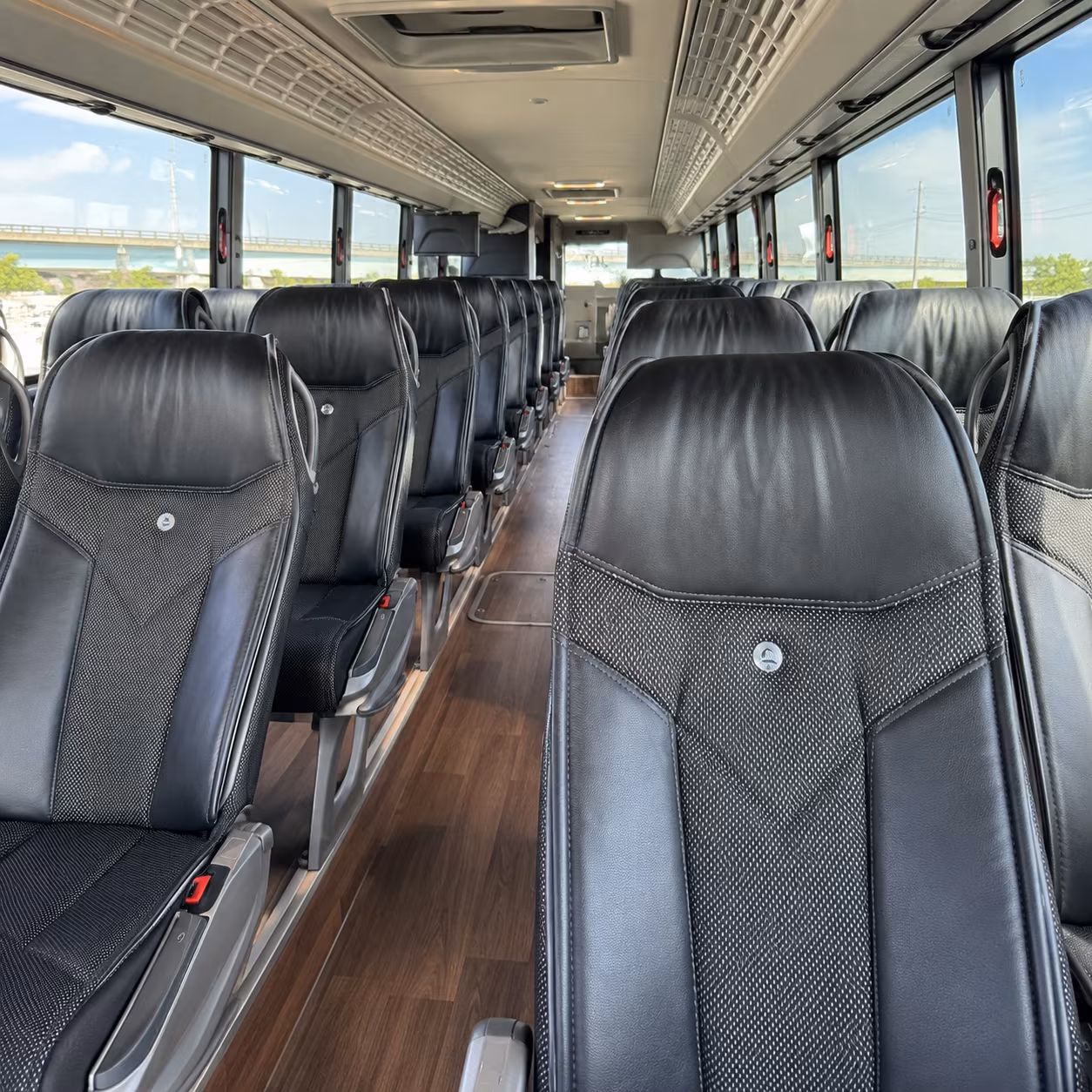 sandy charter bus interior